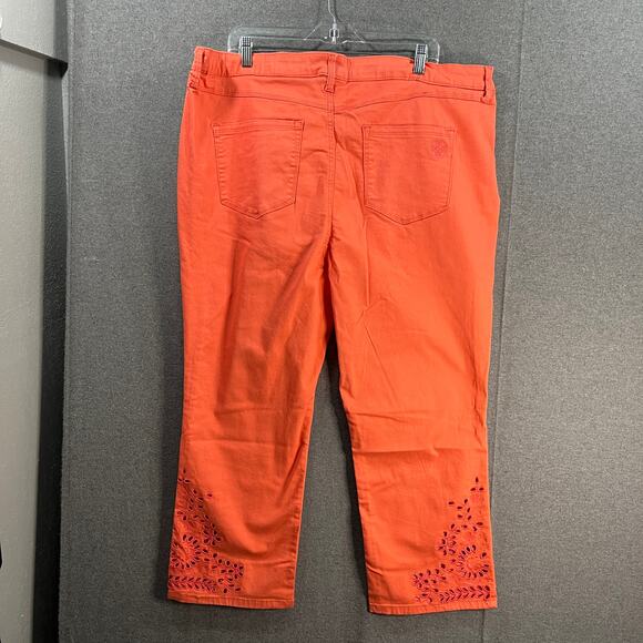 Laurie Felt Regular Daisy Floral Embroidered Ankle_Jeans Light Coral Plus 24 - Picture 2 of 14